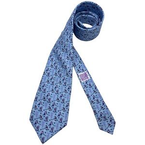 🆕VINEYARD VINES Blue HOCKEY FIGHT CANCER Silk LUXURY Tie HANDMADE USA